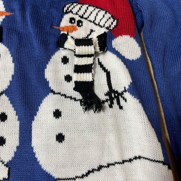 Carolyn Taylor blue snowman long sleeve knit Christmas sweater women’s size L - Picture 9 of 16